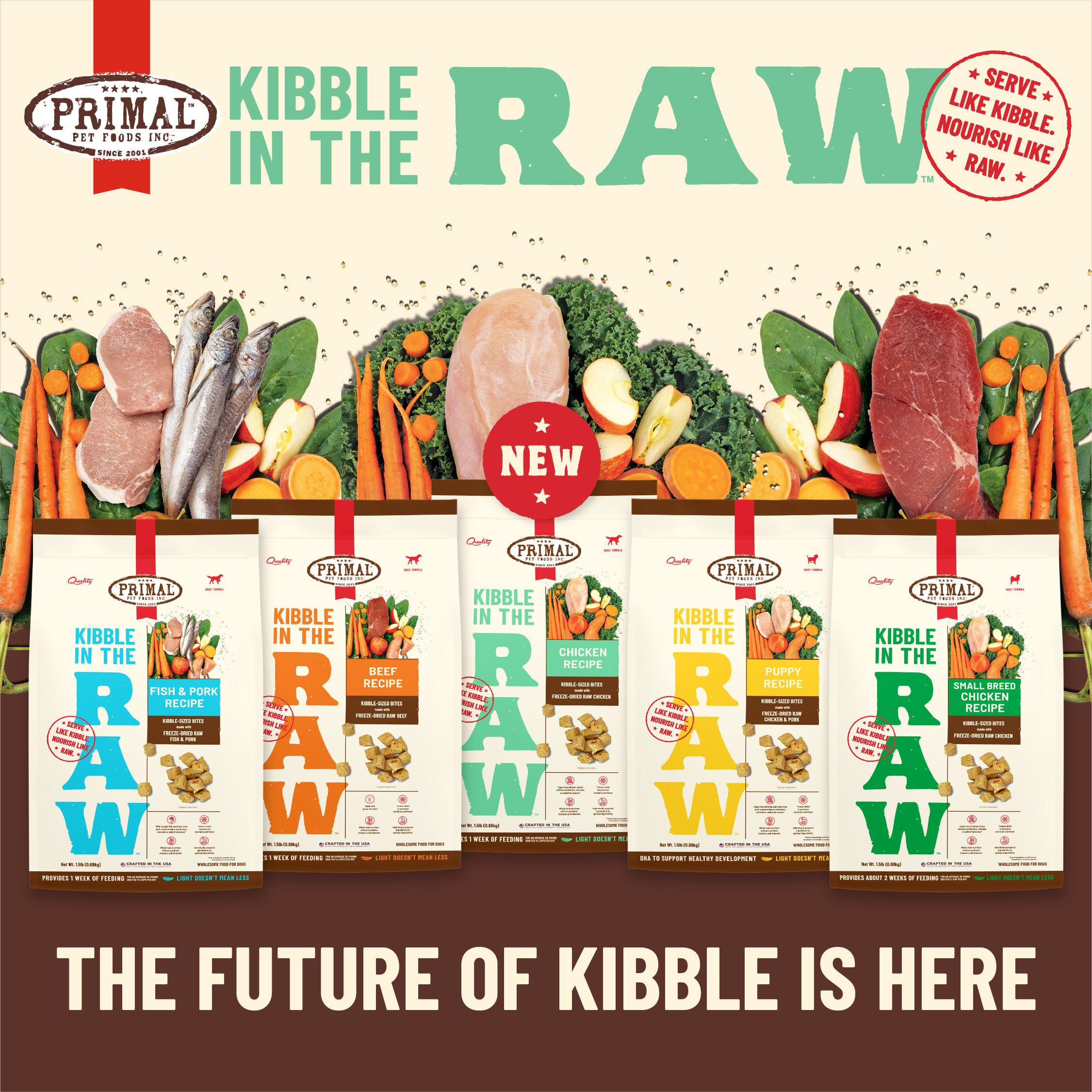 Primal Kibble in the Raw Dog Kibble Multiple Options Sustain A Bowl Pet Supply